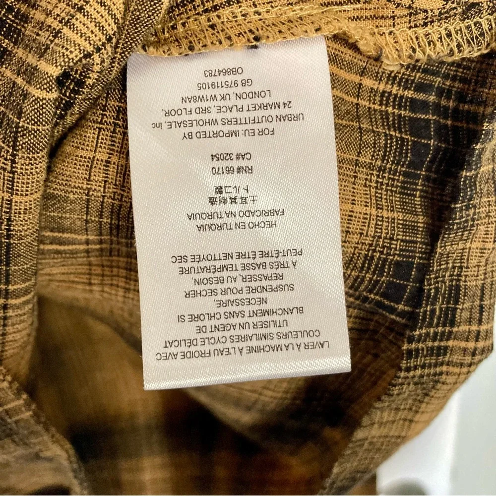 Free People English Rose Plaid Linen Blend Mini Dress Women's Size 0/UK4